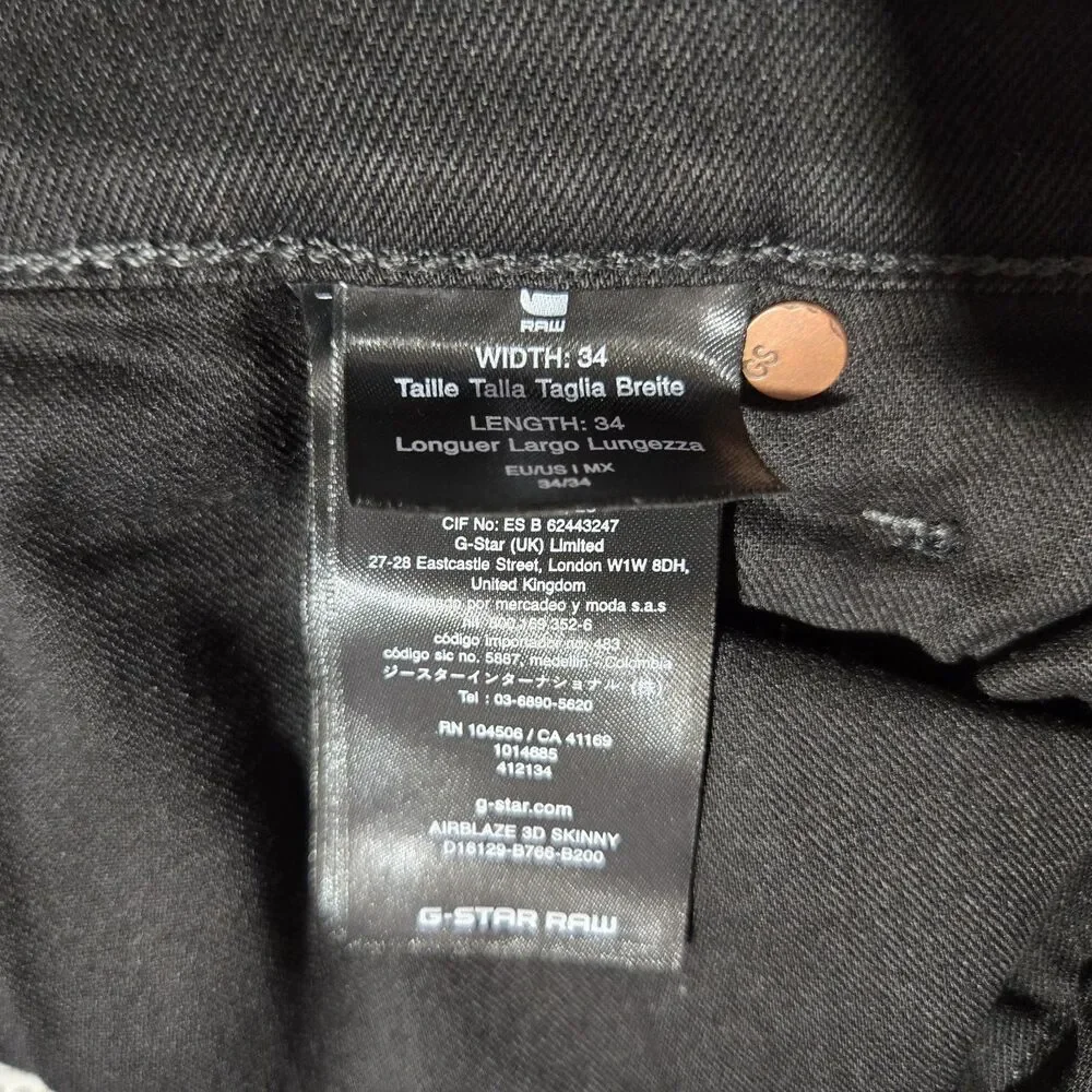 G-Star Raw Denim Jeans Airblaze 3D Skinny Worn In Umber Cobler Mens 34x34